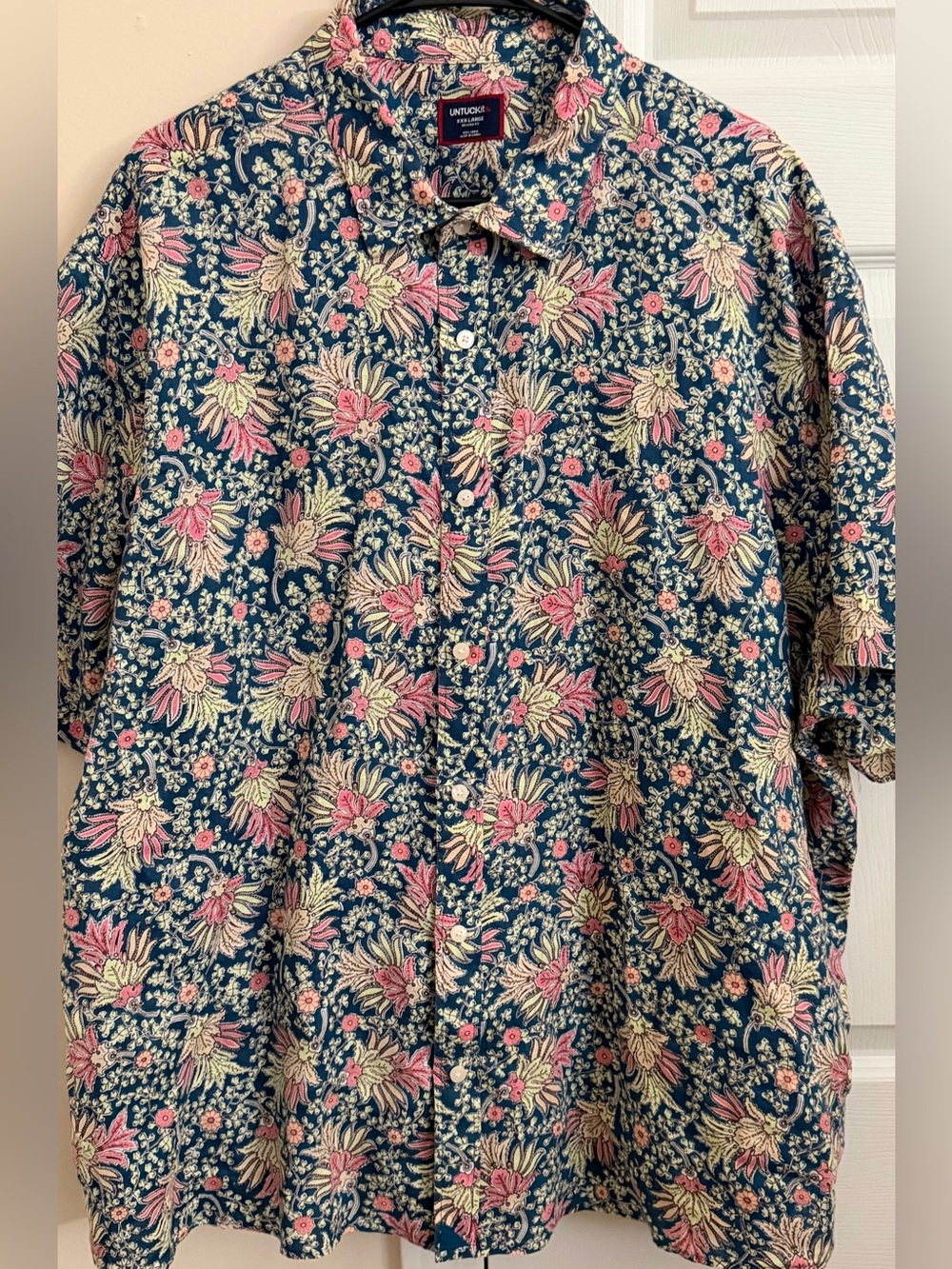 UNTUCKit Floral Print 100% Linen Men’s 3XL Short Sleeve Button Up Shirt